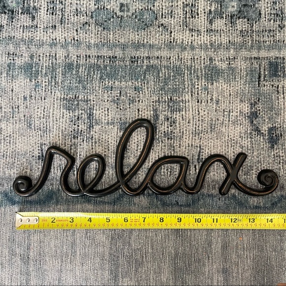 Black Brown Distressed Metal Relax Sign Wall Shelf Decor - Picture 6 of 8